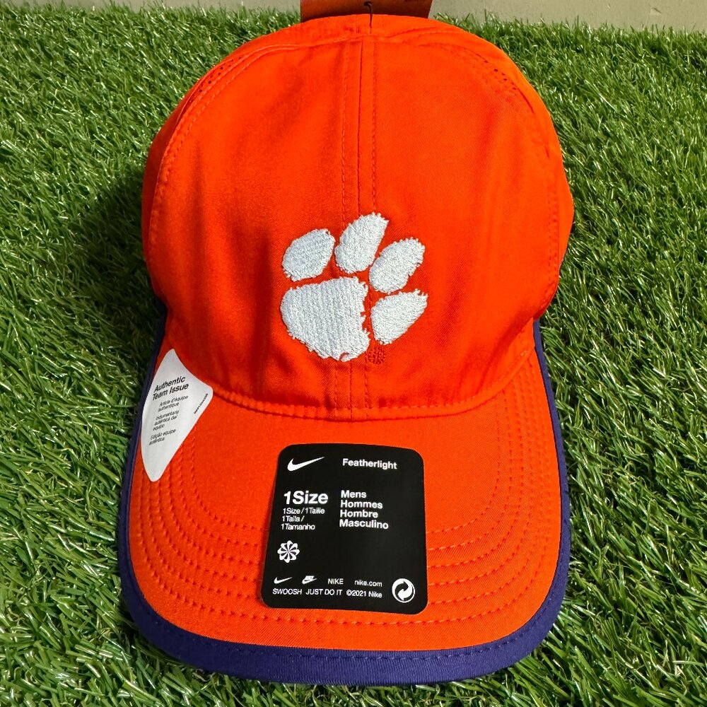 Nike Clemson Tigers Football Team Issue Featherlight Hat Cap Strapback One Size